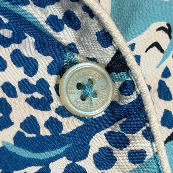 Printfresh + Anthropologie City Cats blue leopard print pajama shorts set NWOT - Picture 6 of 11